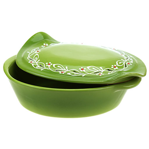 Лоток для запекания керамический Трапеза 2,2л, 30х22х11,5см, Ритм, средний, овальный, с ручками, с крышкой (Россия) - Домашняя мода фото 2