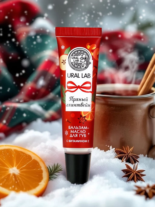 Цена за 2 шт. Бальзам-масло для губ, аромат пряный глинтвейн, 10 г, URAL LAB фото 12