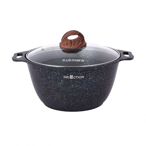 Кастрюля алюмин. 3л (стекл.крышка) (АП) "Granit ultra Induction" blue (кгги32а) (Кукмара)