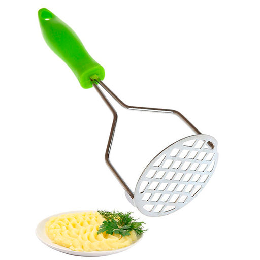 Цена за 2 шт. Картофелемялка металлическая с цветной пластиковой ручкой ID1192