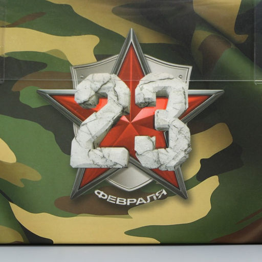 Цена за 5 шт. Коробка для капкейка, кондитерская упаковка, 4 ячейки, «23 февраля», 16×16×10 см
