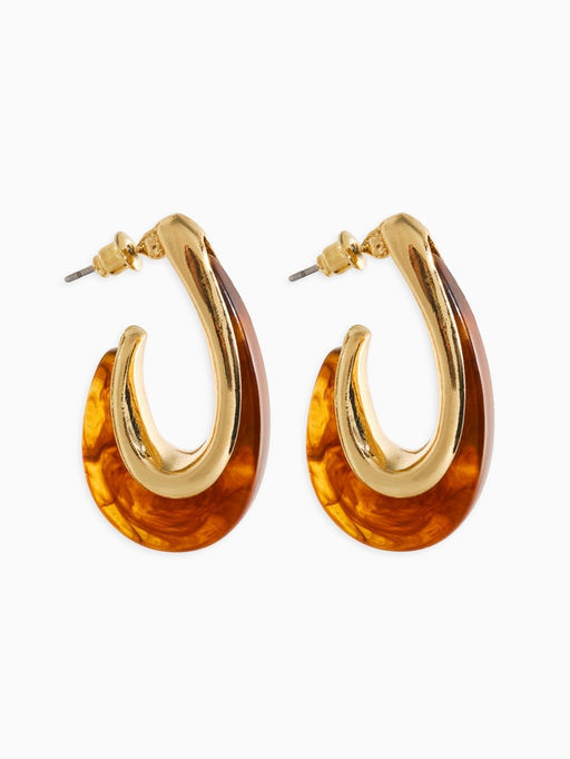 Серьги акрил «Петля», коричневые в золоте