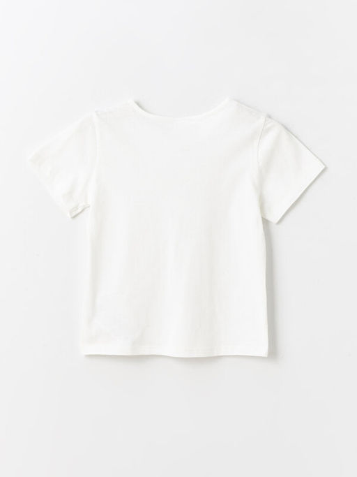 Bisiklet Yaka Bask?l? K?sa Kollu K?z ?ocuk Ti??rt ve ?ort - Waikiki фото 3