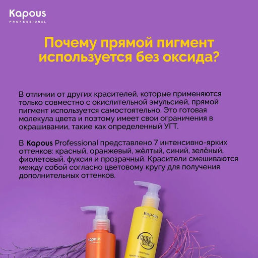 Прозрачный Краситель прямого действия для волос Rainbow, 150 мл - Kapous professional фото 3
