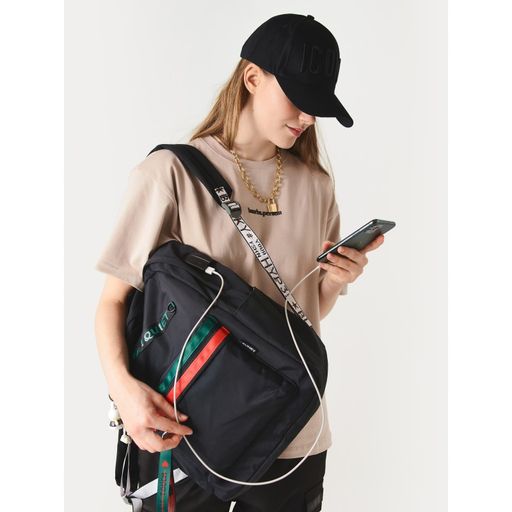 Рюкзак Shh! Quiet! black зелено-красный - Blinky фото 4