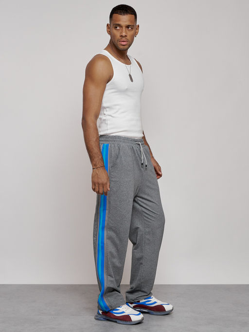 Широкие спортивные штаны трикотажные мужские серого цвета 12903Sr - Mtforce фото 4