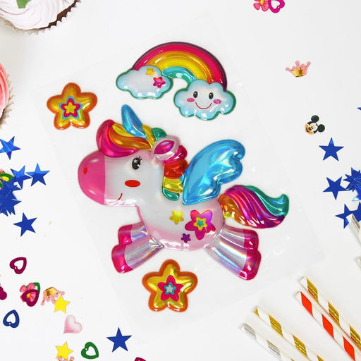 Цена за 5 шт. Коробка для воздушных шаров с наклейками Единороги, Белый, 70*70*70 см, набор 5 шт. - Страна карнавалия фото 2