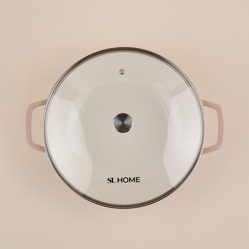 Сковорода-Вок SL Home, 3.1 л, d=31 см, h=8.5 см, с эмалированным покрытием, индукция, чугун, бежевая