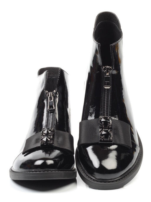 01-CA104-2 BLACK Ботинки женские (натуральная кожа, байка)