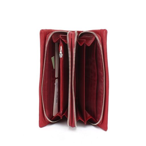 Кошелек женский натуральная кожа Cossroll-2203-9907-12, на молнии, 2отд, 16карм, бордо SALE 248030
