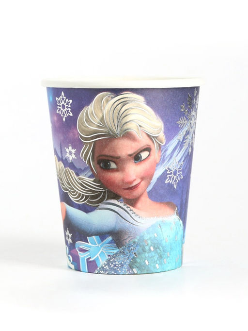 Цена за 6 шт. Стакан одноразовый бумажный с тиснением, 250 мл, Холодное сердце