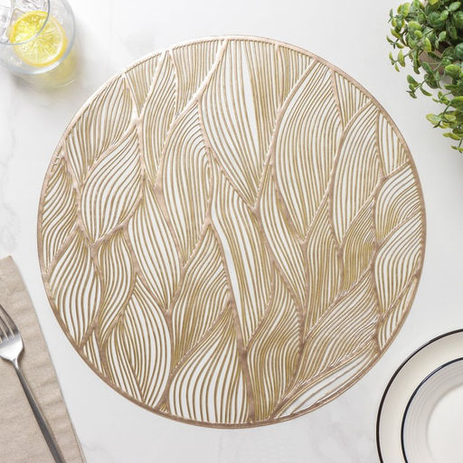 Цена за 12 шт. Салфетка сервировочная на стол Волны, d=38 см, цвет золотой - Simaland фото 3