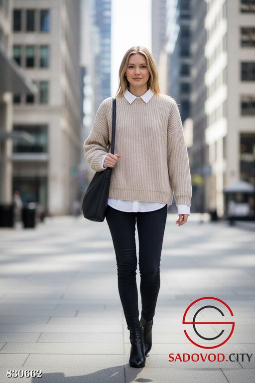 Свитер вязаный однотонный