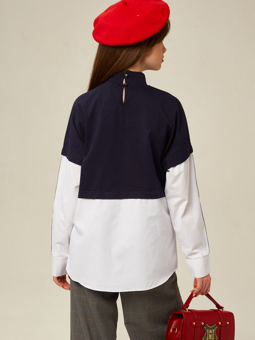 Джемпер обманка темно-синий 232242521 - Nota bene фото 3