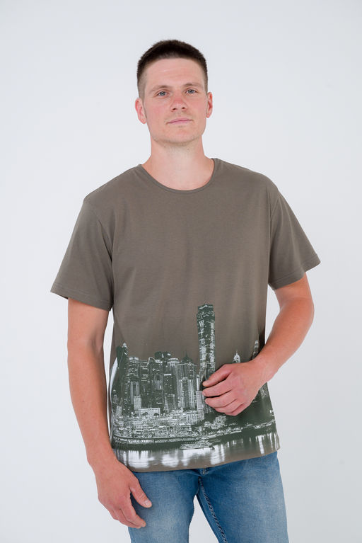 Футболка из кулирки унисекс Город хаки - Амадэль фото 8