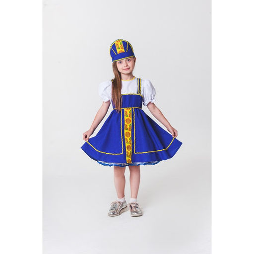 Костюм русский народный, платье, кокошник, рост 122-128 см, 6-7 лет, синий - Simaland фото 4