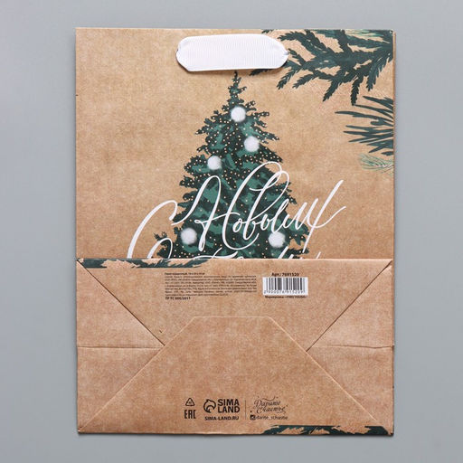 Цена за 3 шт. Пакет подарочный новогодний крафтовый «Winter», MS 18×23×10 см