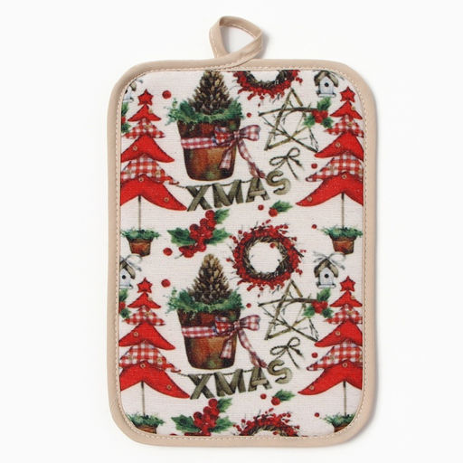 Новогодний подарок. Прихватка СМ-П Рождество 14×22 см, 160 г/м, хл70% пэ30%