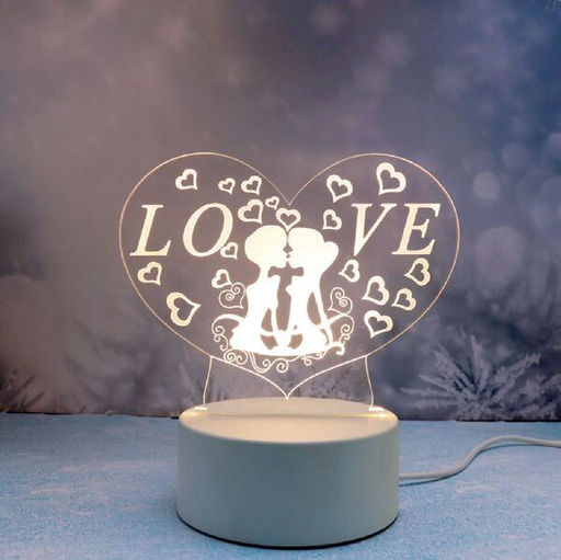 Светильник ночник "3D-Поцелуй" на пластиковой подставке, с включателем USB