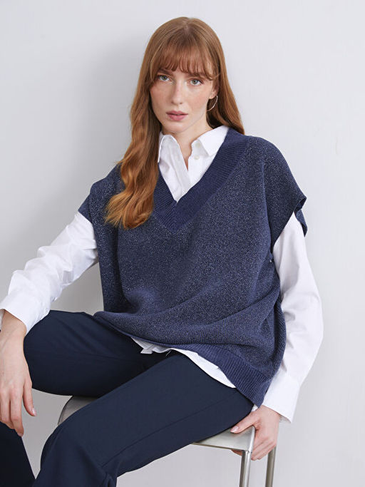 V Yaka Oversize Kad?n Triko S?veter