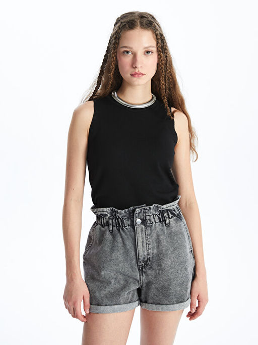 Kad?n Bisiklet Yaka D?z Triko Atlet