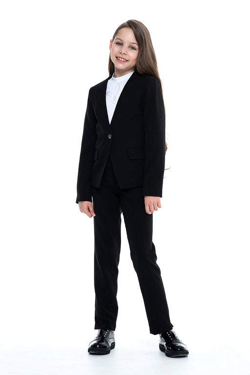 Чёрный школьный жакет для девочки Инфанта, модель 0711  фото 2