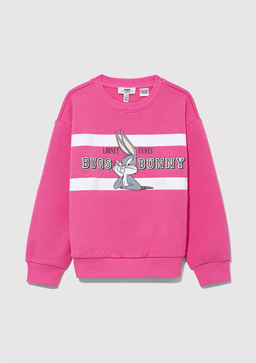 Bugs Bunny Bask?l? Pembe Sweatshirt - Mavi фото 2