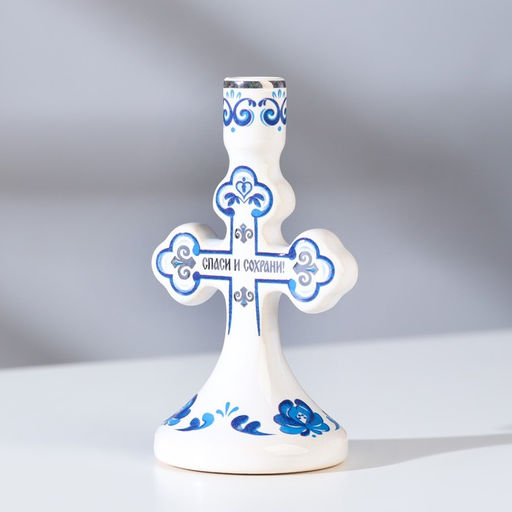 Подсвечник крестик Гжель, керамика - Simaland фото 2