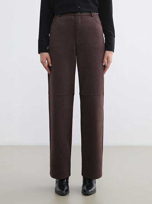 Standart Fit Kad?n S?et G?r?n?ml? Pantolon