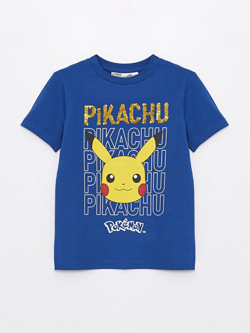 Bisiklet Yaka Pikachu Bask?l? K?sa Kollu Erkek ?ocuk Ti??rt - Waikiki фото 2