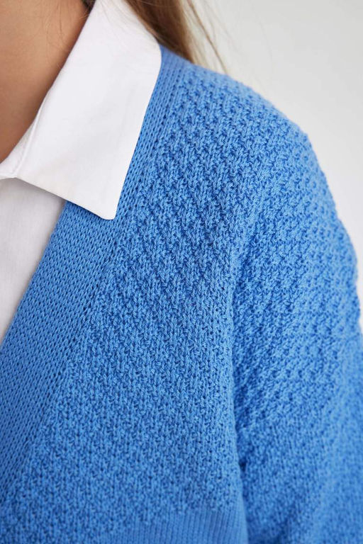 Трикотажный кардиган для девочек с V-образным вырезом - Defacto фото 5