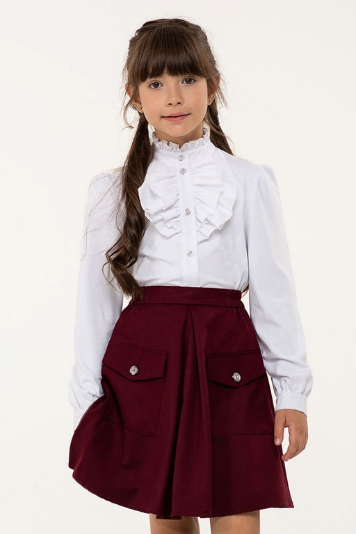 Белая школьная блуза Mooriposh, модель 06177  фото 9