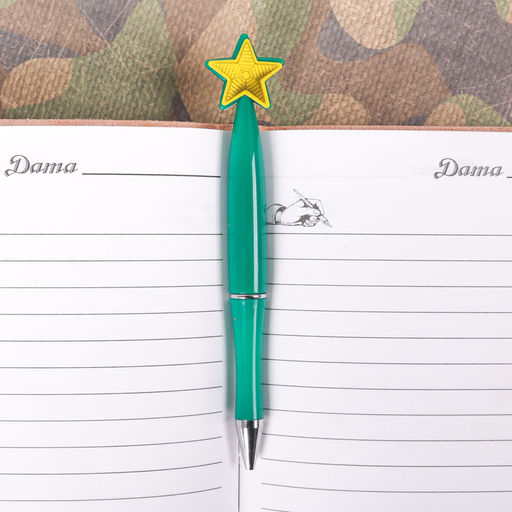 Ручка шариковая, синяя паста, пластиковая со звездой С 23 Февраля - Artfox фото 2