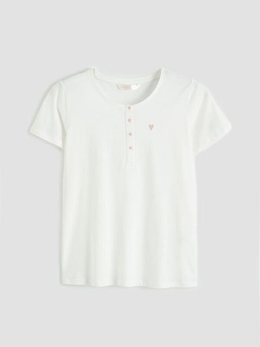 Bisiklet Yaka Kalp Bask?l? Hamile Pijama Tak?m?