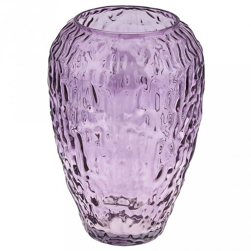 Ваза для цветов стеклянная "Линда" 1,7л, д14см, h20см, текстурная, малая, "Скандик", лиловый (Россия)