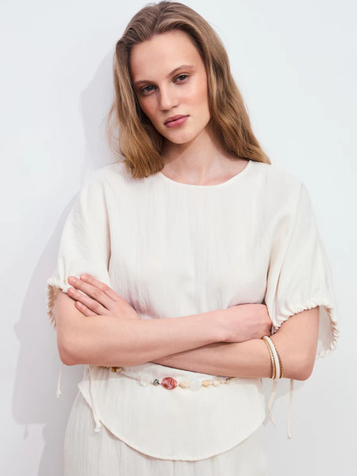 Блуза из лиоцелла с завязками на рукавах ZR2605022022-2 / Zarina