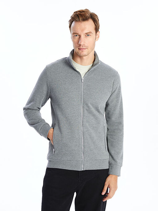 Dik Yaka Uzun Kollu Erkek Fermuarl? Sweatshirt