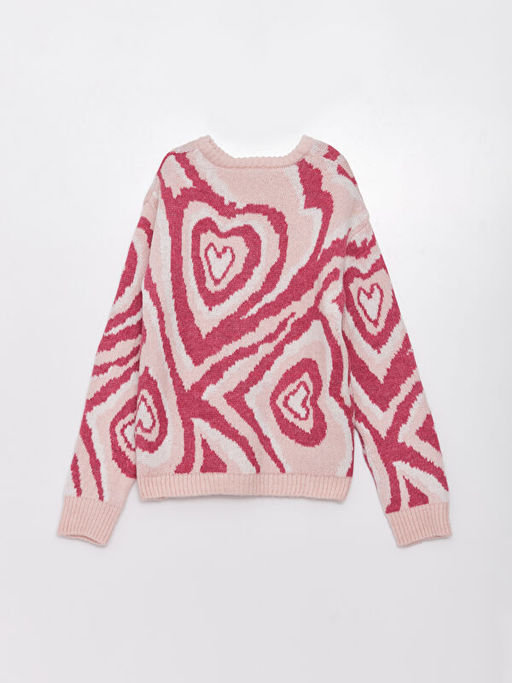 Bisiklet Yaka Desenli Uzun Kollu K?z ?ocuk Triko Kazak - Waikiki фото 2