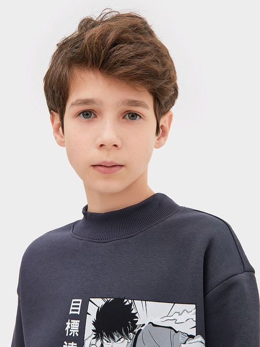 Комплект для мальчиков (джемпер, брюки) серый с печатью - Mark formelle фото 6