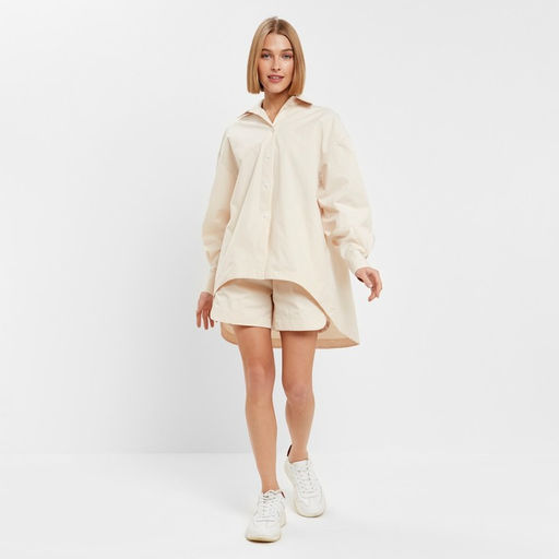 Костюм женский (рубашка, шорты) MINAKU: Oversize, молочный, размер 46