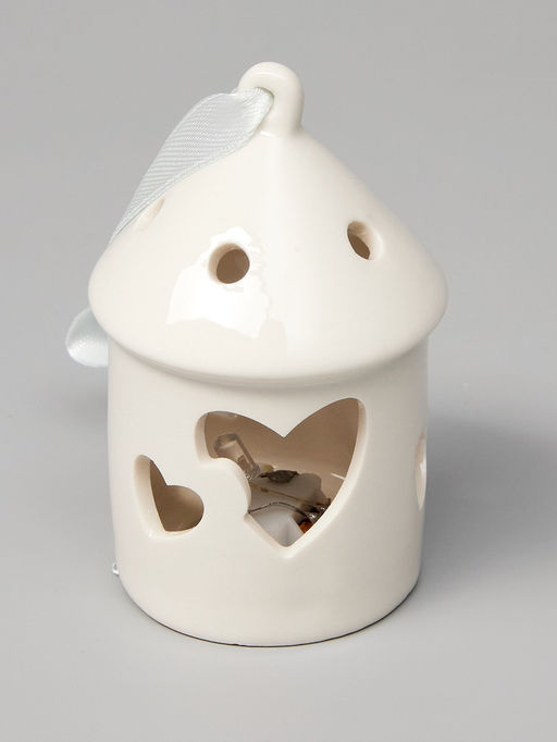 Светодиодная фигура «Дом с сердцем», 9.3×6×6 см, 1 LED, керамика, от батареек LR44×3 шт., тёплый белый свет