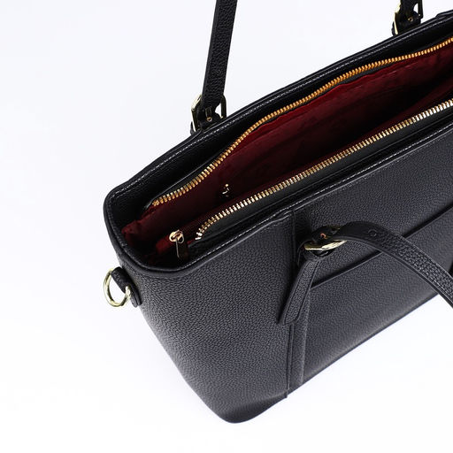 Сумка - шоппер женская на молнии, 2 кармана, 40×13×25 см, чёрная