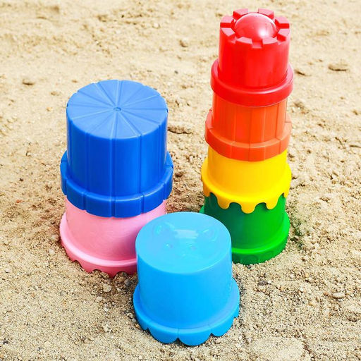 Пирамидка детская, стаканчики для песка, пластик, цвета МИКС