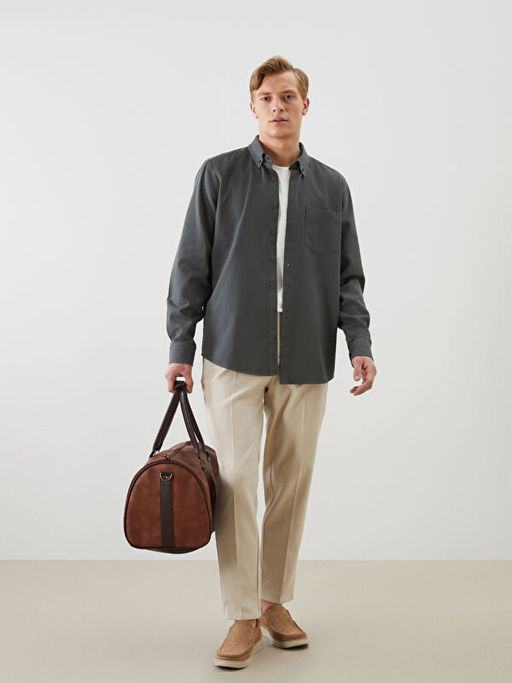 Regular Fit K?sa Kollu Gabardin Erkek G?mlek