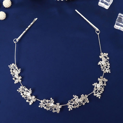 Аксессуар для волос «Джуди», бабочки веточки, 26 см, серебро