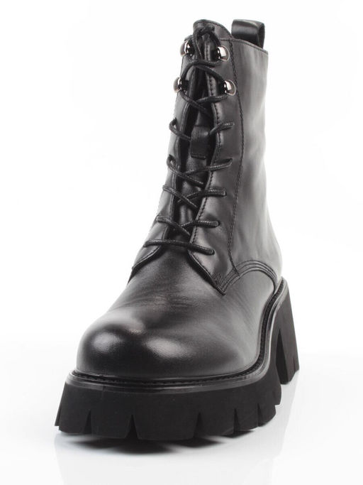 01-BE22B-3A BLACK Ботинки демисезонные женские (натуральная кожа, байка)