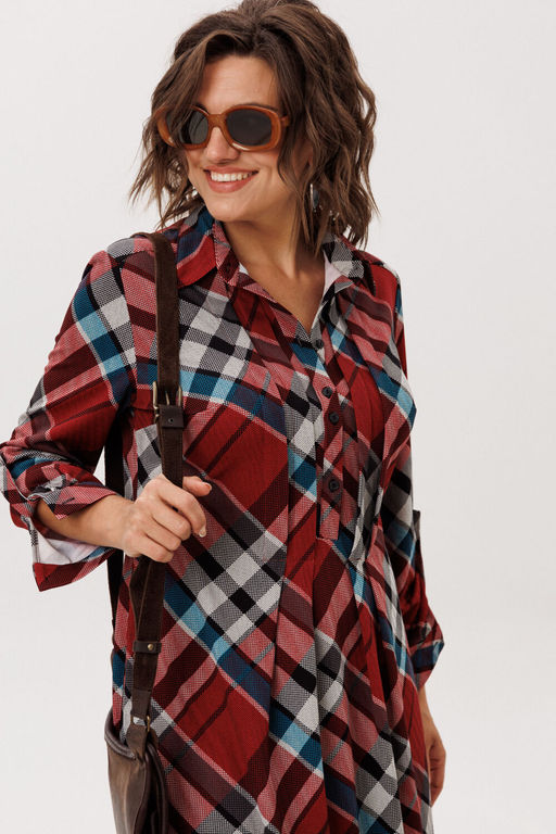 Платье ANELLI 1769 Бордовая шотландка