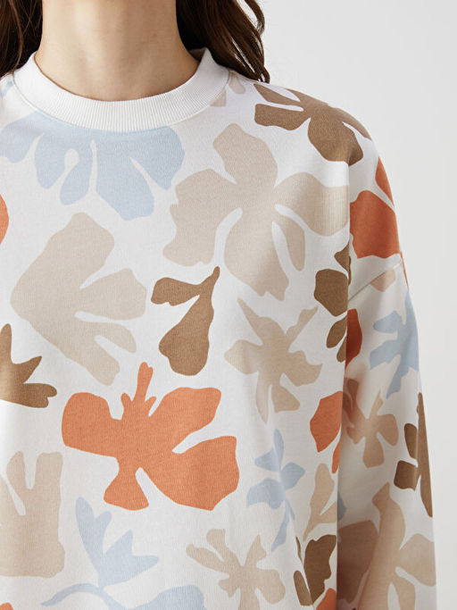 Bisiklet Yaka Desenli Kad?n Sweatshirt Tunik