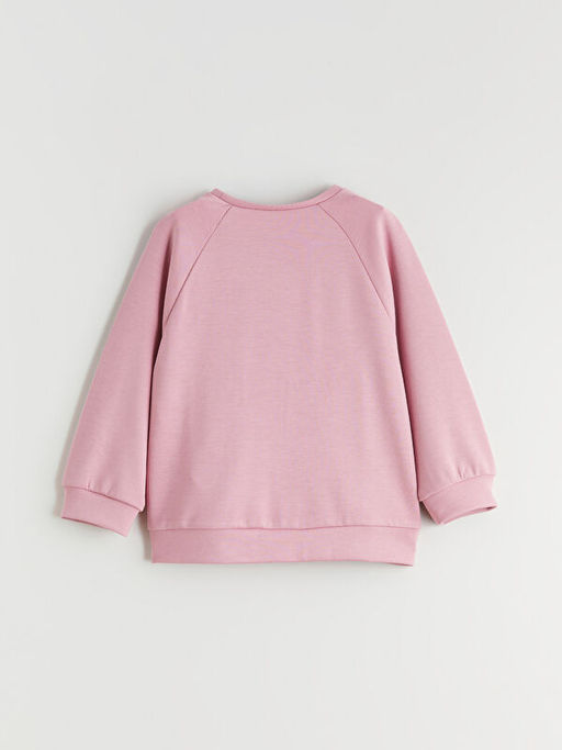 Bisiklet Yaka Bask?l? K?z ?ocuk Sweatshirt