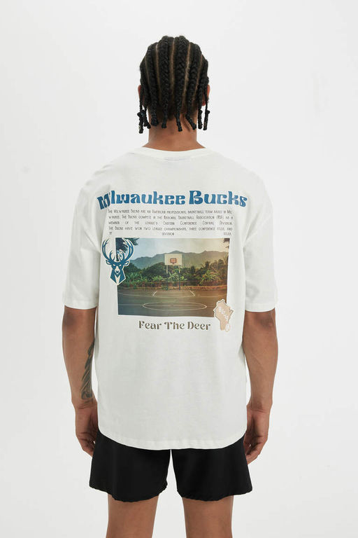 DeFactoFit Футболка оверсайз с круглым вырезом и короткими рукавами НБА Милуоки Бакс  фото 5